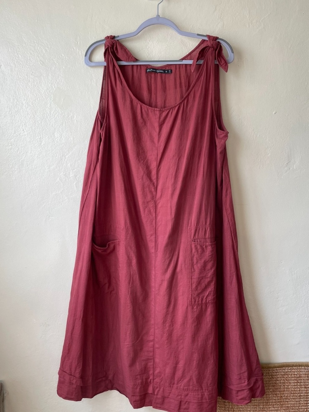 Gudrun Sjoden Cotton Rust Red Long Knotted Strap Dress